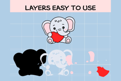 Baby Elephant with Heart SVG Bundle | Cute Valentine&#039;s Day N Product Image 2