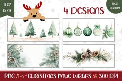 Watercolor Christmas Mug Design, Winter Mug Wrap Product Image 1