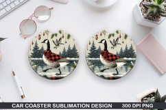 Goose Car Coaster Sublimation| Christmas Coaster PNG Product Image 1