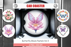 Car Coaster Butterfly Bloom Pastels Product Image 1