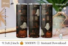 Cartoon Halloween Tumbler Wrap, Cartoon Ghosts Tumbler PNG Product Image 1