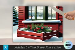 Festive Wooden Crate by Snowy Doorway Cutting Board PNG Product Image 1