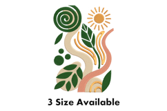 Sun and Leaves Abstract Three Size Embroidery Design Product Image 1