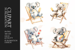 Watercolor koala summer clipart sublimation png Product Image 1