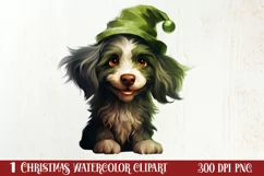 Green Christmas Dog Clipart Sublimation, Christmas Dog PNG Product Image 1