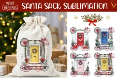 Watercolor Christmas Door Santa Sack, Christmas Door PNG Product Image 1