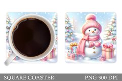 Cute Snowman Coaster Design. Christmas Coaster Sublimation Product Image 1