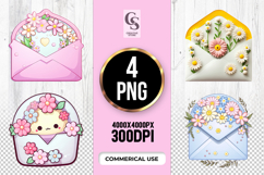 Floral Envelope Cute Clipart Sublimation PNG Product Image 1