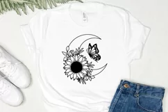 Floral Moon Svg, Butterfly on Flower Moon Svg, Sunflower Svg Product Image 4