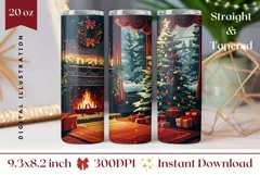 Christmas Tree Tumbler Wrap, Cozy Winter Tumbler Template Product Image 1