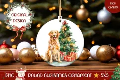 Christmas Dog Round Ornament, Winter Ornament PNG Product Image 1