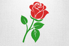 Single Red Rose Bloom Embroidery Design File Product Image 1
