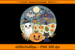 Cute Christmas Ghost Cat and Pumpkin Sublimation PNG Product Image 1