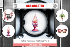 Retro Picnic &amp; Pastimes Car Coaster Product Image 1