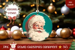 Vintage Santa Claus Ornament, Winter Ornament Sublimation Product Image 1