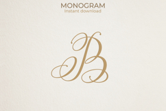 B Monogram Logo, Elegant Initial Monogram Product Image 1