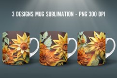 3D flowers Mug Sublimation PNG | Mug Wrap 3D Flowers Product Image 1