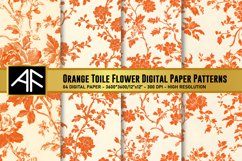 Orange Toile Flower Digital Paper Patterns Product Image 1
