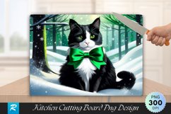 Winter Cat Elegance Cutting Board Sublimation Design Product Image 1