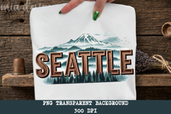 Seattle PNG, Washington Space Needle Mountain Sublimation Product Image 1