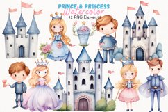 Prince and Princess Watercolot 42 Cliparts Collection Product Image 1