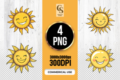 Smiling Sun Cartoon Clipart Sublimation PNG Product Image 1