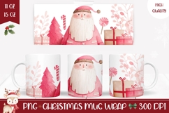 Watercolor Santa Claus Mug Design, Pink Christmas Mug Wrap Product Image 1