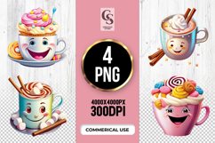 Cute Hot Chocolate Mug Dessert Clipart Sublimation Png Product Image 1