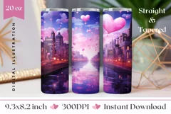 Valentine's Day Tumbler Sublimation, Love Hearts Tumbler Product Image 1