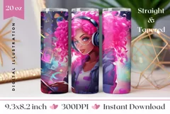 Neon Tumbler Wrap Design, Gamer Tumbler Sublimation PNG Product Image 1