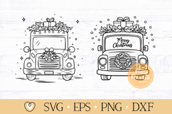 Christmas Truck Front view svg, Christmas Pickup Truck Product Image 1