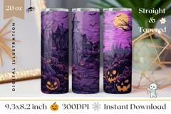 Halloween Tumbler Design, Creepy Castle Tumbler Wrap Product Image 1
