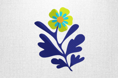 Blue and Green Modern Floral Embroidery Design Product Image 1