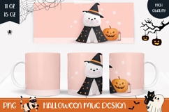 Cartoon Halloween Bear Mug Wrap, Kawaii Bear Mug Design Product Image 1