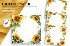 Sunflower Background Wallpaper Digital Paper Wall Art Product Image 1