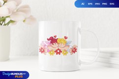 Cute Little Cupids with Flowers, Valentine's Day Sublimation Product Image 1