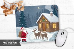 Winter Wonderland with Santa and Reindeer Mouse Pad PNG Product Image 1