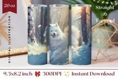 Christmas Dog Tumbler Wrap, Winter Forest Sublimation Design Product Image 1