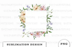 Watercolor Garden floral Frame png Product Image 1