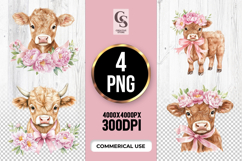 Pink Floral Calf Clipart Sublimation PNG Product Image 1