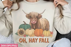 Oh, Hay Fall PNG, Highland Cow Sublimation PNG Product Image 1