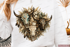 Boho Bull Skull Bundle PNG Design | Western Cow Skull PNG Product Image 2