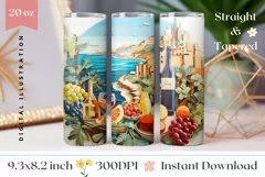 3D Wine Tumbler Wrap Design, Vacation Tumbler Design Product Image 1