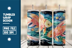 Painting Of Fish In Pond Tumbler Warp Design Product Image 1