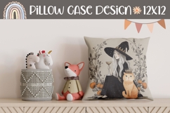 Halloween Pillow Case Design, Cartoon Witch Pillow Template Product Image 1