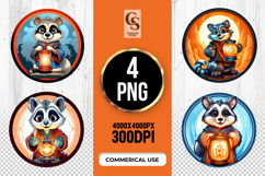 Cute Raccoon Holding Lantern Clipart Sublimation PNG Product Image 1