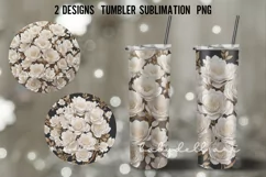 3D White Flowers Tumbler Sublimation Design PNG Product Image 1