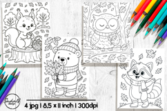 Forest animals coloring pages, Autumn coloring pages Product Image 1
