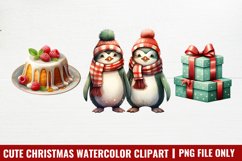 Watercolor Cute Christmas Clipart, Christmas Clipart Product Image 1