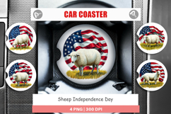 Car Coaster Sheep 4th of July Product Image 1